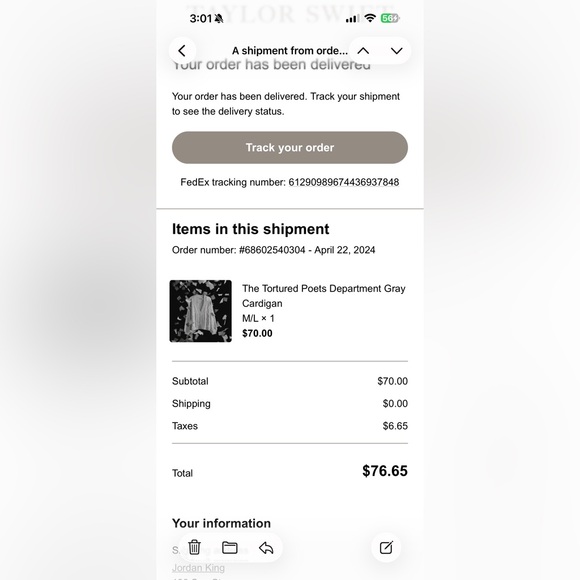 Taylor Swift tortured poets department cardigan - Picture 4 of 4